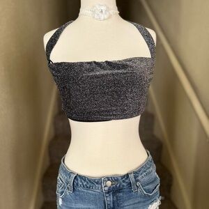 Urban Outfitters Black Fitted Crop Tank Top